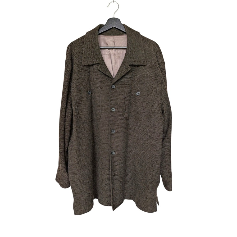 AXIS Italy Brown Boucle Overshirt Jacket XL Wool Alpaca Blend Textured Shirt...